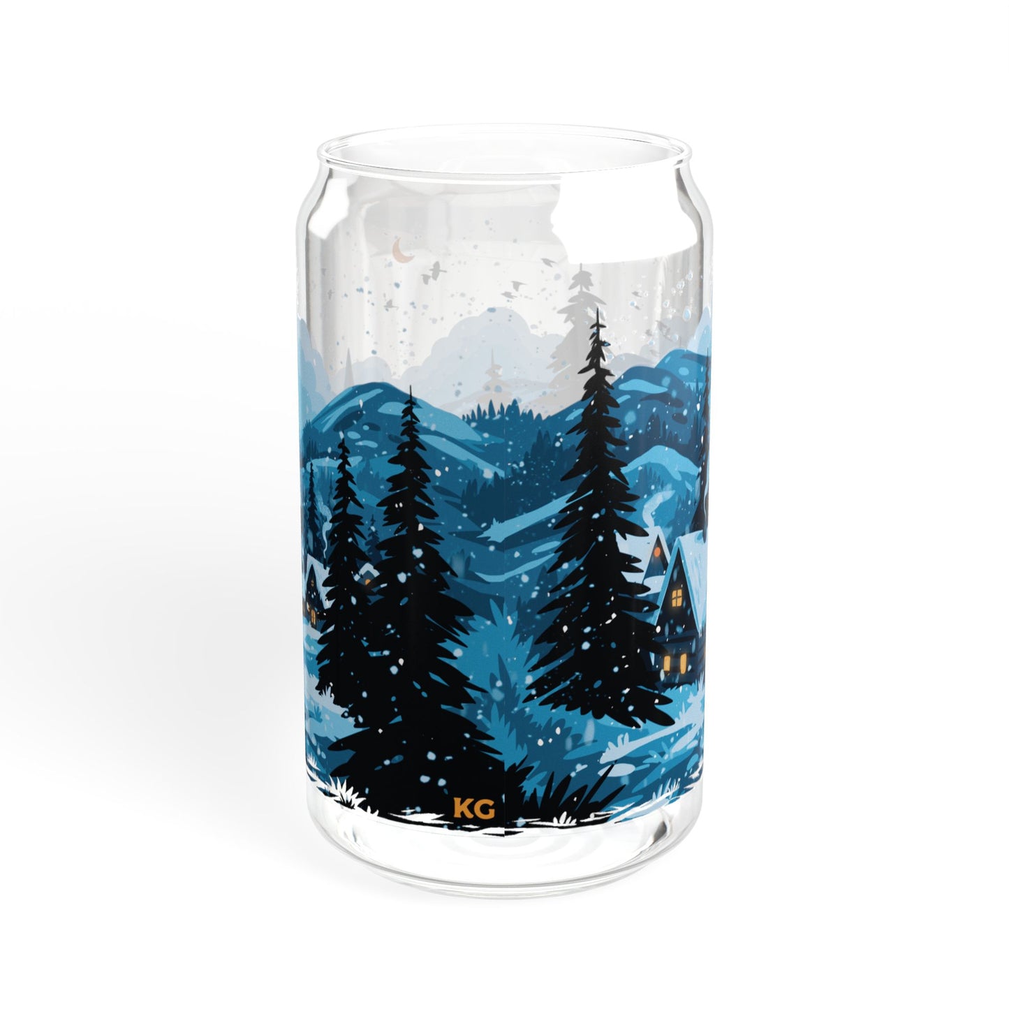 Winter Village 16oz Can Glass