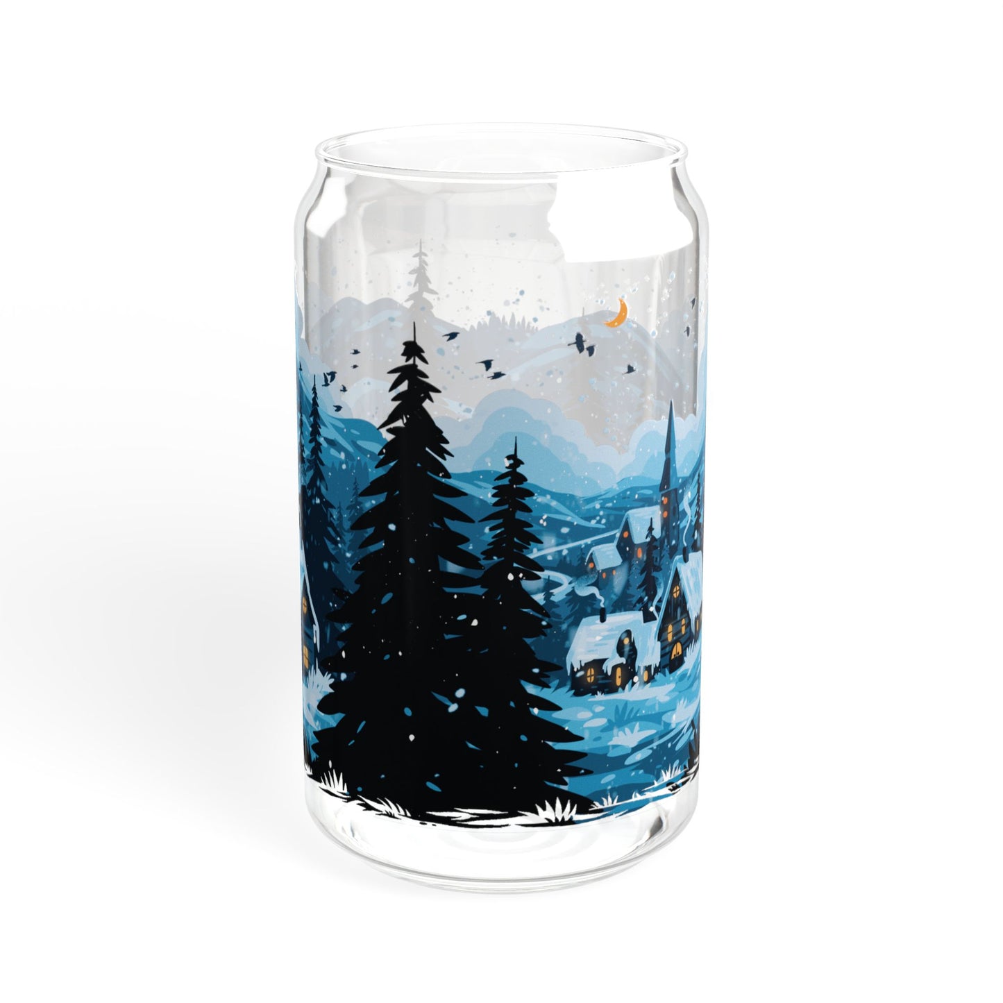 Winter Village 16oz Can Glass