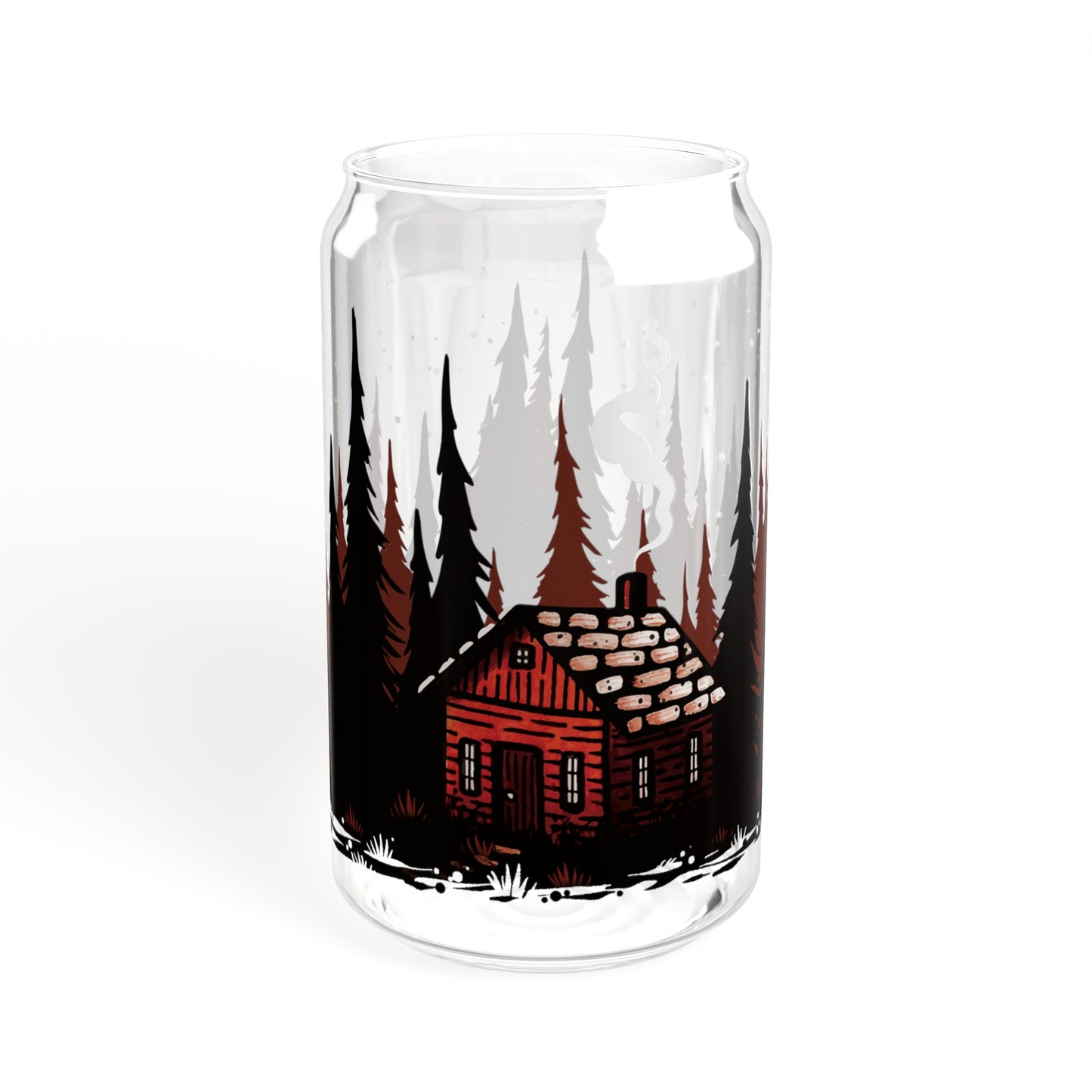 Red Cabin 16oz Can Glass