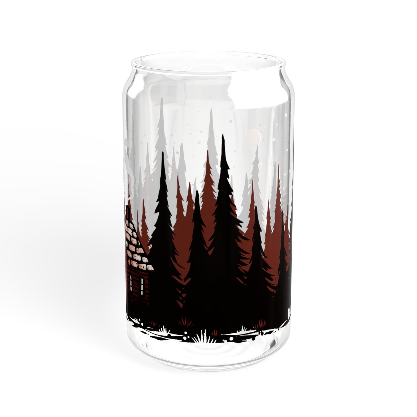 Red Cabin 16oz Can Glass