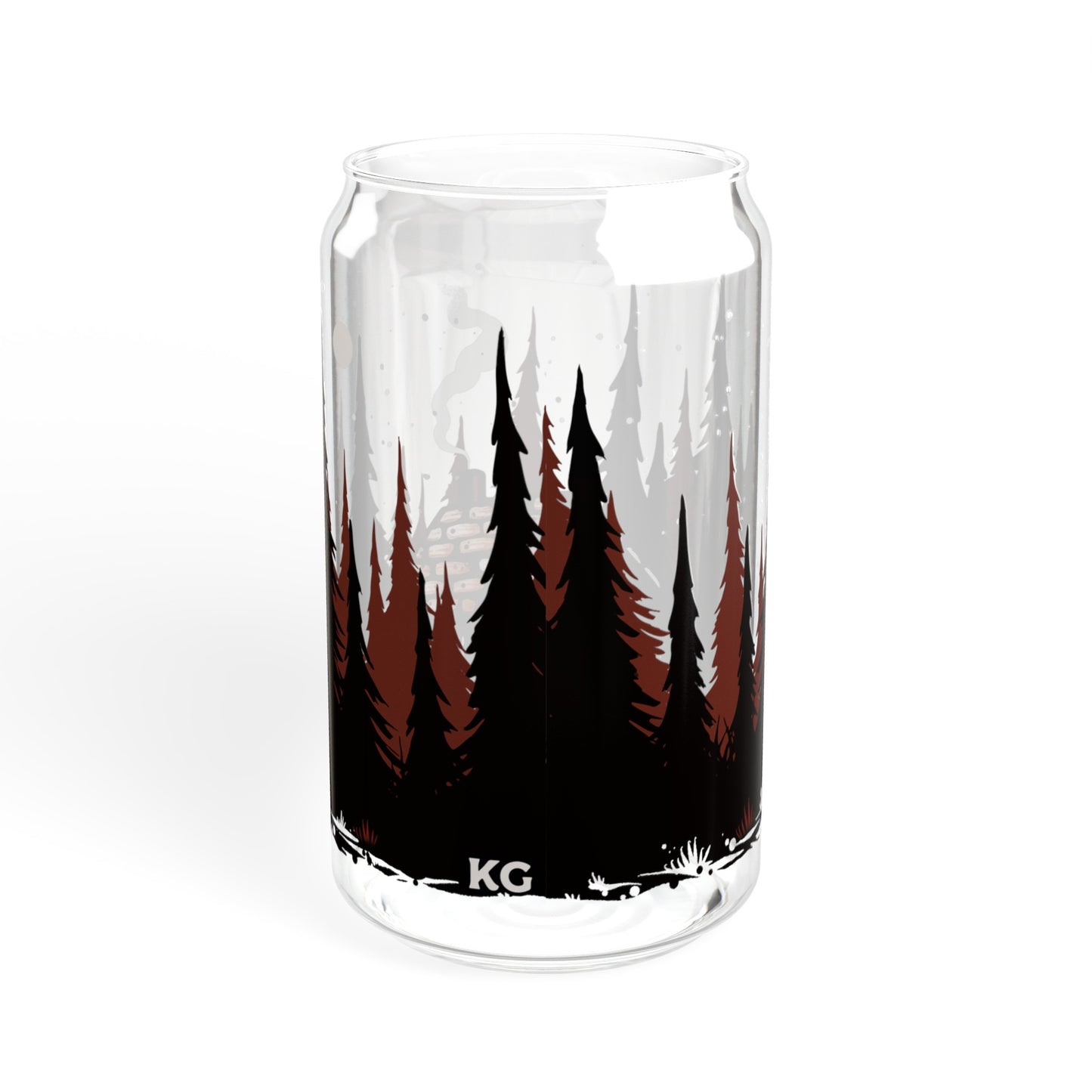 Red Cabin 16oz Can Glass