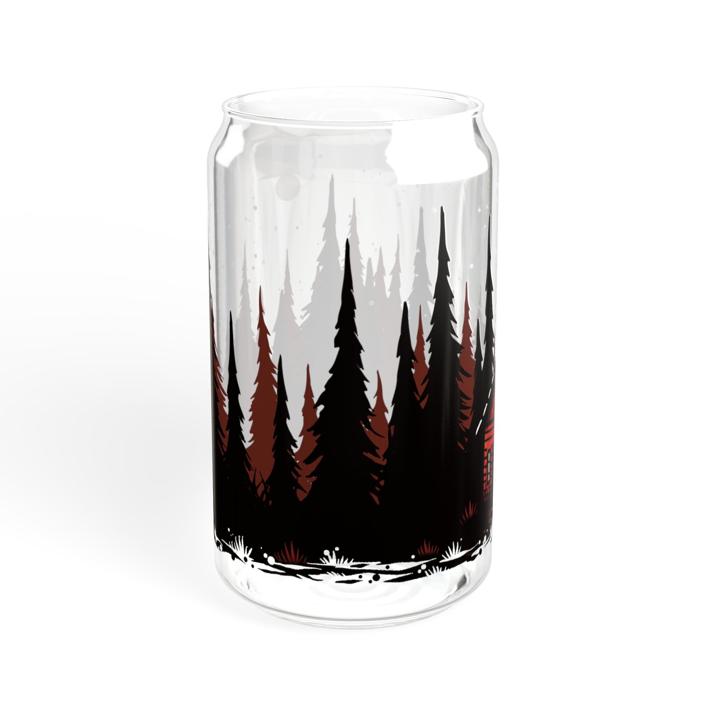 Red Cabin 16oz Can Glass