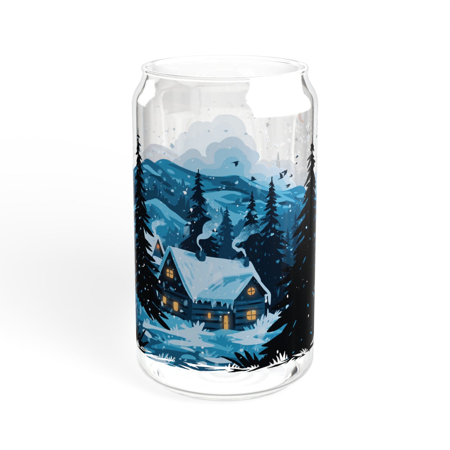 Winter Village 16oz Can Glass