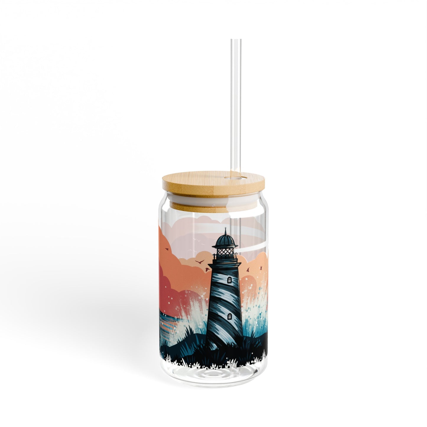 Lighthouse 16oz Can Glass