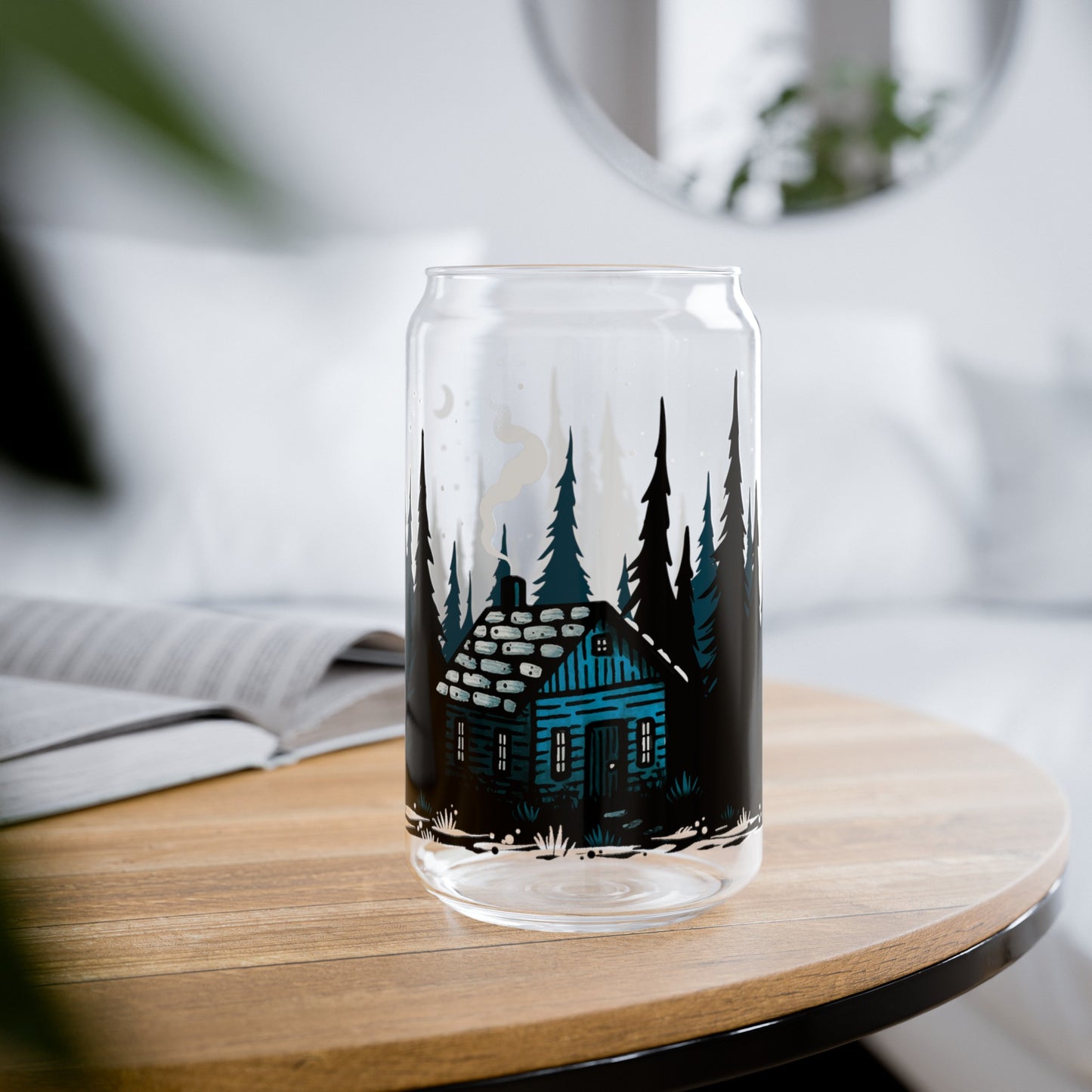 Blue Cabin 16oz Can Glass