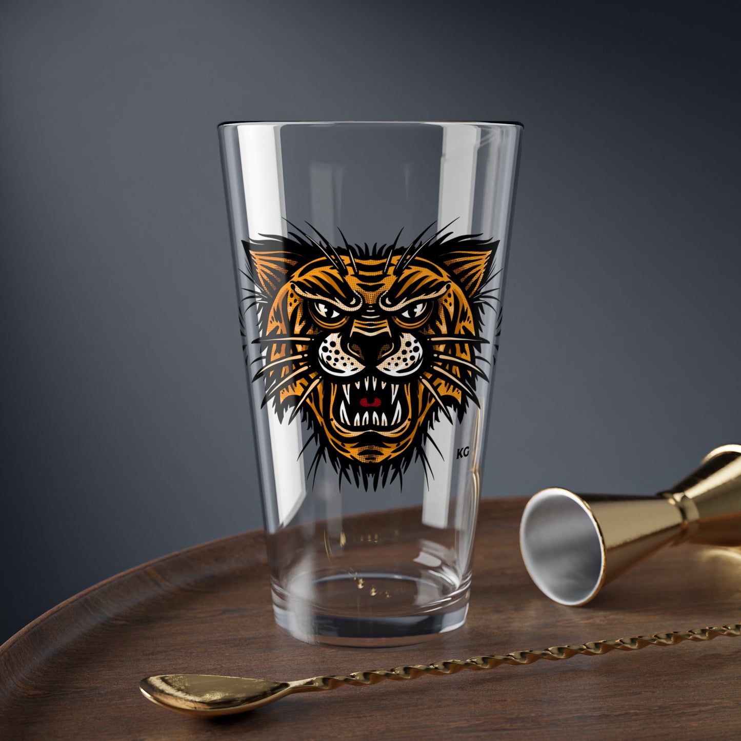 Tiger 16oz Bar Pint Glass